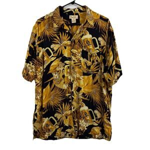 Panama Jack Vintage Hawaiian Button Up Shirt Mens Large Floral Cocktails Beer